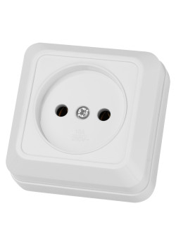 Розетка 2П открытой установки IP20 10А, белая 