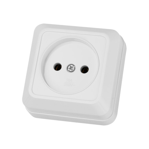 Розетка 2П открытой установки IP20 10А, белая 