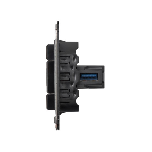USB 3.0 розетка одинарная в стену, тип А-А, Avanti, черный квадрат USB 3.0 розетка одинарная в стену, тип А-А, Avanti, черный квадрат