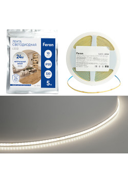 Светодионая лента LS532 COB 320SMD(2110) 10Вт/м 24V 5000*5*1.8 4000K IP20