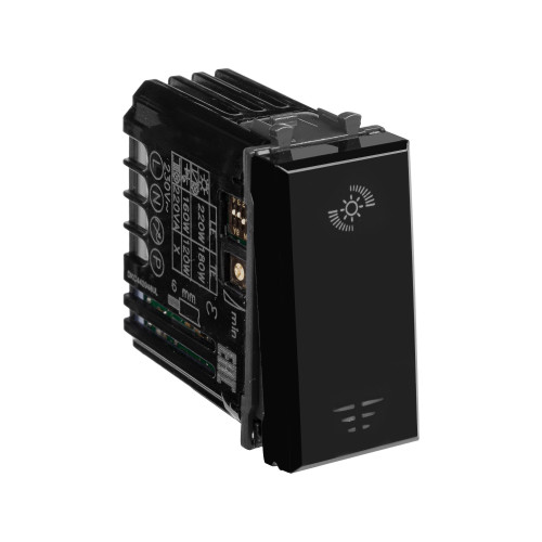 Диммер кнопочный модульный для LED ламп, Avanti, черный квадрат, 1 модуль