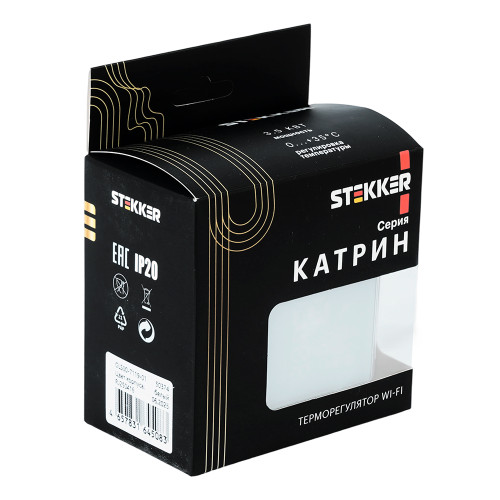 Терморегулятор Wi-Fi (механизм), STEKKER, 250В, 3500Вт, серия Катрин, GLS00-7119-01, белый Терморегулятор Wi-Fi (механизм), STEKKER, 250В, 3500Вт, серия Катрин, GLS00-7119-01, белый