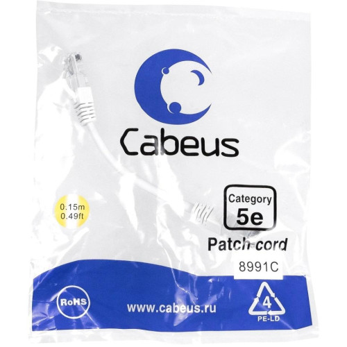 Cabeus PC-UTP-RJ45-CAT.5E-0.15M-WH