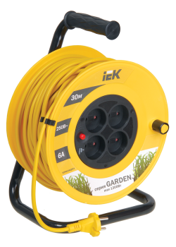 GARDEN Катушка УК30 4 места без заземления с термозащитой 2х0,75мм2 30м IEK