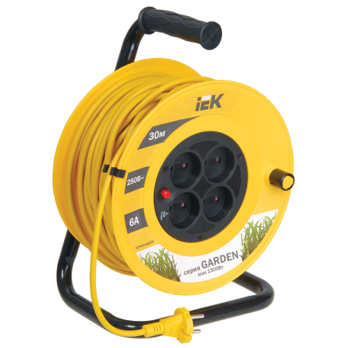 GARDEN Катушка УК30 4 места без заземления с термозащитой 2х0,75мм2 30м IEK
