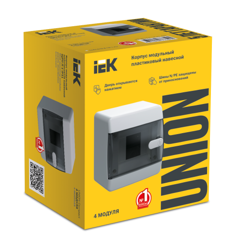 UNION Compact Корпус пластиковый ЩРН-П-4 IP41 черная прозрачная дверь IEK
