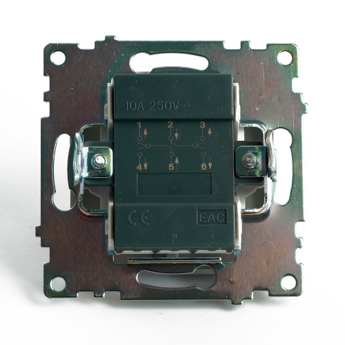 Переключатель 2-клавишный (механизм), STEKKER GLS10-7107-03, 250V, 10А, серия Катрин, серебро Переключатель 2-клавишный (механизм), STEKKER GLS10-7107-03, 250V, 10А, серия Катрин, серебро