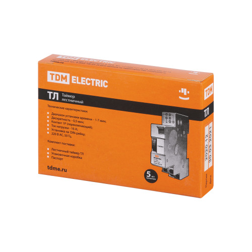 Таймер лестничный на DIN-рейку ТЛ-1мин/7мин-16А-DIN TDM Таймер лестничный на DIN-рейку ТЛ-1мин/7мин-16А-DIN TDM