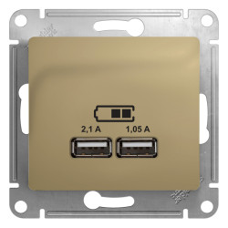 GLOSSA USB РОЗЕТКА A+A, 5В/2,1А, 2х5В/1,05А, механизм, ТИТАН