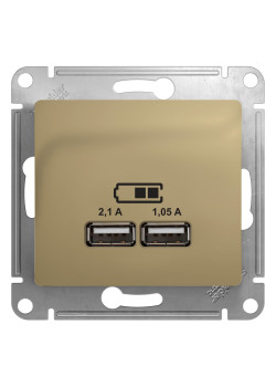 GLOSSA USB РОЗЕТКА A+A, 5В/2,1А, 2х5В/1,05А, механизм, ТИТАН