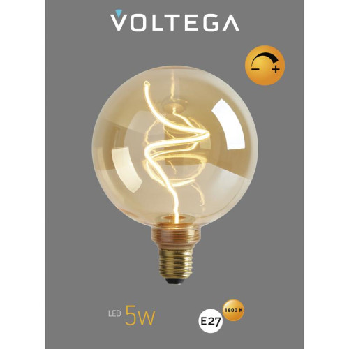 Лампа светодиодная филаментная Loft 271 G125 5Вт 1800К E27 DIM Voltega 8558 Лампа светодиодная филаментная Loft 271 G125 5Вт 1800К E27 DIM Voltega 8558