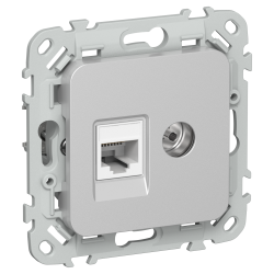 FLITE Розетка 2-местная RJ45/TV категория 5Е UTP РКТВ5е-2-0-ФлА алюминий IEK