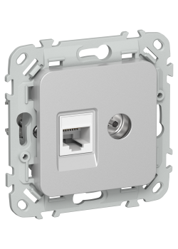 FLITE Розетка 2-местная RJ45/TV категория 5Е UTP РКТВ5е-2-0-ФлА алюминий IEK