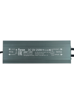 Трансформатор электронный для светодиодной ленты 250W 12V IP67 (драйвер), LB007 FERON