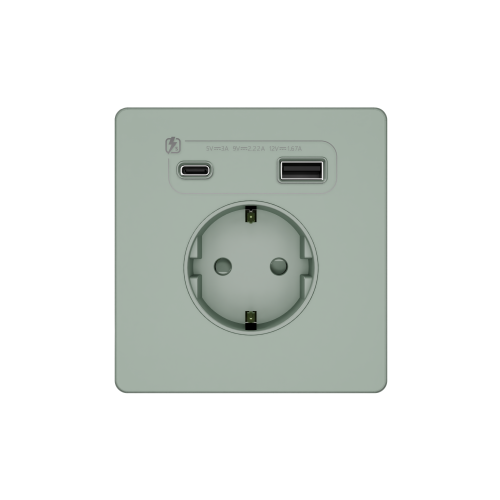 Systeme Infinity, Розетка С/У с ЗК и зар.устр.USB А+С 20Вт (250В, 16А, защит.шторки), Таежное утро Systeme Infinity, Розетка С/У с ЗК и зар.устр.USB А+С 20Вт (250В, 16А, защит.шторки), Таежное утро