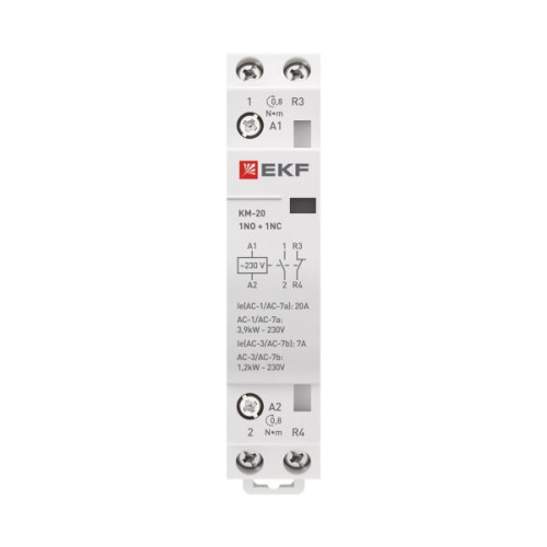 Контактор модульный КМ 20А 1NO+1NC 230В АС (1 мод.) PROXIMA EKF Контактор модульный КМ 20А 1NO+1NC 230В АС (1 мод.) PROXIMA EKF