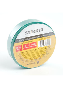 Изоляционная лента STEKKER INTP01315-20 0,13*15 мм. 20 м. зеленая