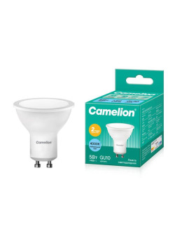 Лампа светодиодная LED5-GU10/845/GU10 5Вт 4500К бел. GU10 415лм 220-240В Camelion 10957