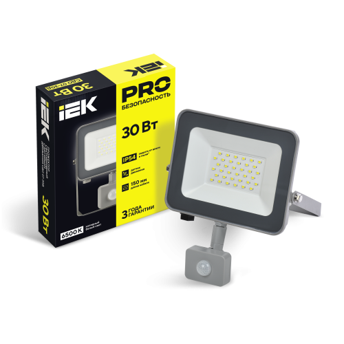Прожектор светодиодный СДО 07-30Д с датчиком движения IP54 серый IEK