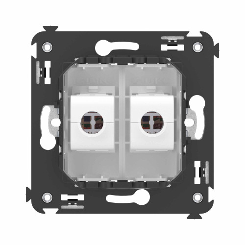 Компьютерная розетка RJ-45 без шторки в стену, кат.6A двойная, Avanti, белое облако Компьютерная розетка RJ-45 без шторки в стену, кат.6A двойная, Avanti, белое облако