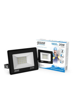 Прожектор светодиодный Elementary 20Вт 6500К IP65 1750лм 200-240В ДО черн. GAUSS 613100320