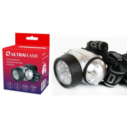 Фонарь налобный LED 5353 19LED 4 режима 3хLR03 металлик Ultraflash 10262