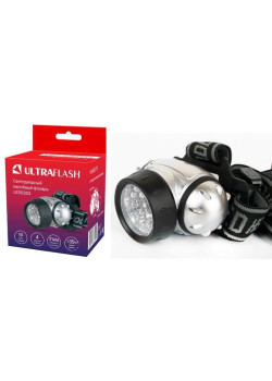 Фонарь налобный LED 5353 19LED 4 режима 3хLR03 металлик Ultraflash 10262