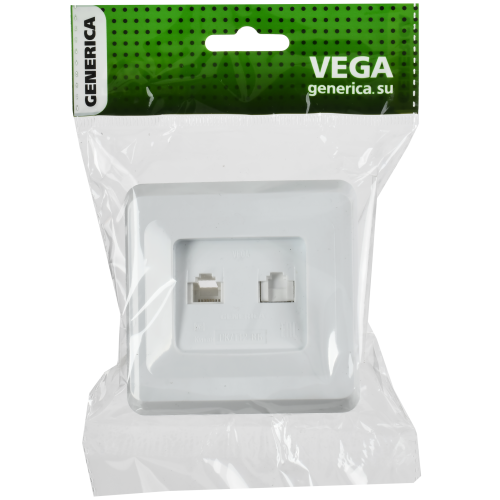 VEGA Розетка 2-местная RJ11/RJ45 РК/Т12-ВБ белый GENERICA