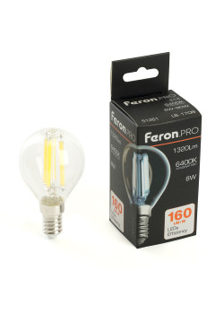 Лампа светодиодная Feron.PRO LB-1708 Шарик E14 1320LM 8W 175-265V 6400K