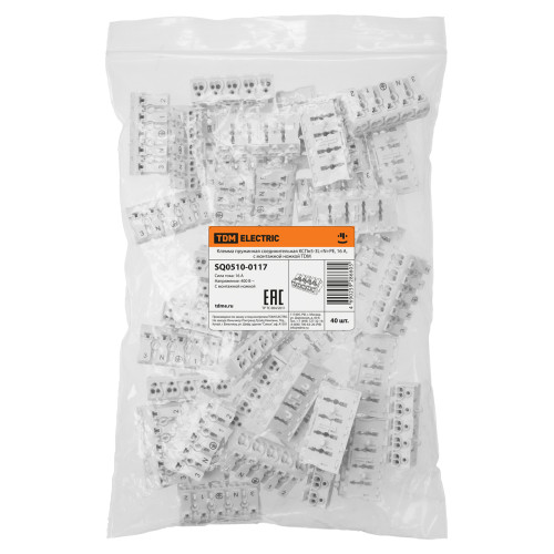 Клемма пружинная соединительная КСПн5-3L+N+PE, 16 A, с монтажной ножкой TDM