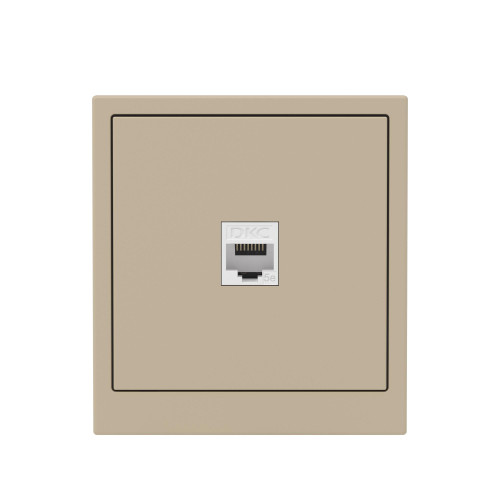 Компьютерная розетка RJ-45 без шторки, кат.5е одинарная, KANT, ванильный марципан Компьютерная розетка RJ-45 без шторки, кат.5е одинарная, KANT, ванильный марципан