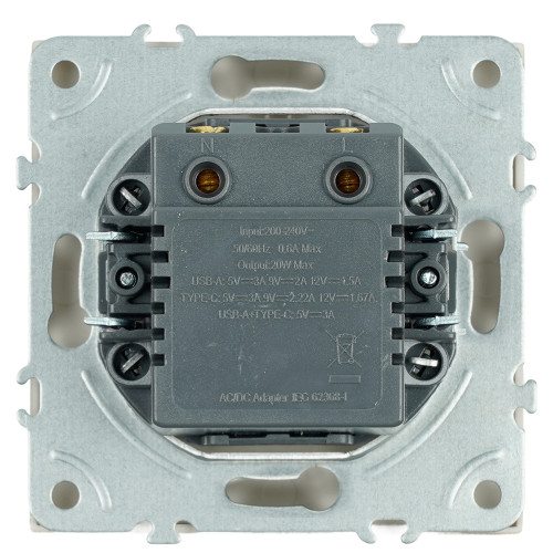 Розетка 2-местная USB + Type C (механизм), STEKKER, 250В, 20W, серия Эмили, RST10-5115-08, кашемир, soft touch Розетка 2-местная USB + Type C (механизм), STEKKER, 250В, 20W, серия Эмили, RST10-5115-08, кашемир, soft touch