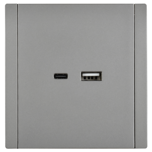 FORTE&PIANO Розетка USB A+C 18Вт FP551 сталь IEK FORTE&PIANO Розетка USB A+C 18Вт FP551 сталь IEK