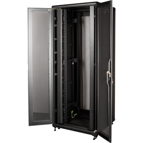 Шкаф серверный Lanmaster Business (TWT-CBB-47U-8X12-P1) 47U 800x1200мм пер.дв.перфор. задн.дв.перфор.2-хст. 2 бок.пан. 800кг черный