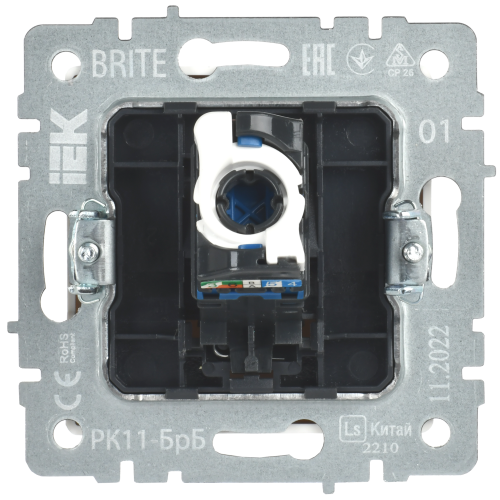 BRITE Розетка компьютерная RJ45 кат.6 РК11-БрБ белый IEK BRITE Розетка компьютерная RJ45 кат.6 РК11-БрБ белый IEK