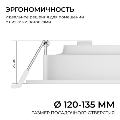 Панель светодиодная встраив. 3 ССT 15Вт 230В/50Гц 1200лм 3-4-6.5К IP44 d145х26мм круг Apeyron 06-162 Панель светодиодная встраив. 3 ССT 15Вт 230В/50Гц 1200лм 3-4-6.5К IP44 d145х26мм круг Apeyron 06-162