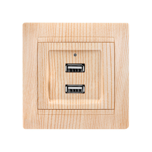 Розетка 2USB порт 2,1А 5В сосна Розетка 2USB порт 2,1А 5В сосна