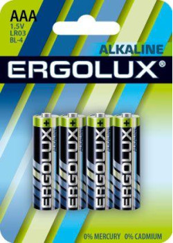 Элемент питания алкалиновый AAA/LR03 1.5В Alkaline BL-4 (блист.4шт) Ergolux 11744