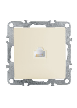 Розетка компьютерная 1-местная RJ-45 (механизм), STEKKER, PST00-9107-02, серия Эрна, слоновая кость