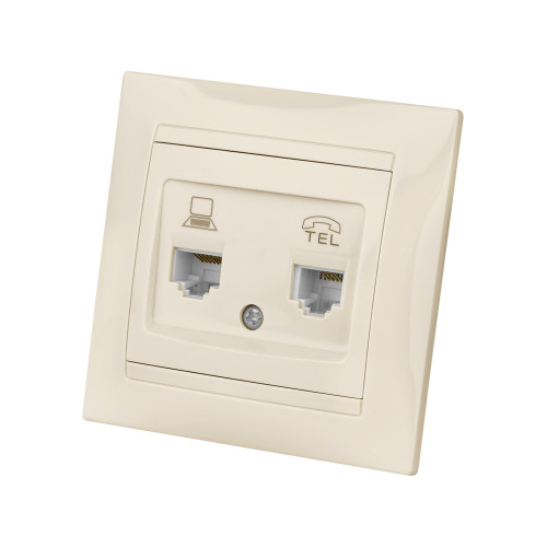 Розетка телефонная RJ11 + компьютерная RJ45 сл. кость Розетка телефонная RJ11 + компьютерная RJ45 сл. кость