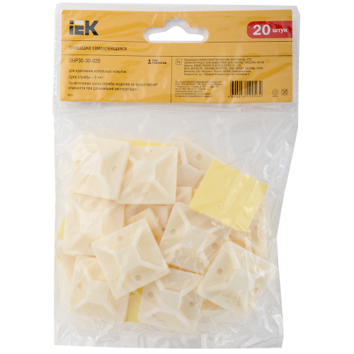 Площадка самоклеящаяся 30х30 белая под хомуты (20шт) IEK