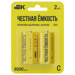 Батарейка щелочная Alkaline LR14/C (2шт/блистер) IEK