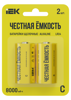 Батарейка щелочная Alkaline LR14/C (2шт/блистер) IEK