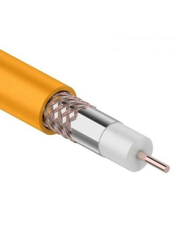 Кабель коаксиальный RG-6U+Cu нг(А)-HF, Cu/Al/Cu, 64%, 75Ом, бухта 100 м, оранж, REXANT