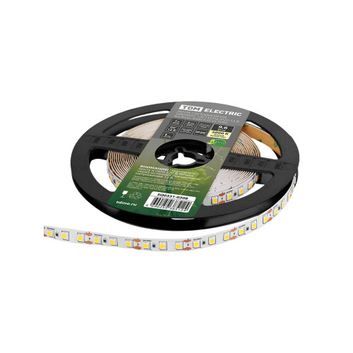 Лента светодиодная SMD2835-120 LED/м-IP20-12 В-9,6 Вт/м-3000 К (5 м) TDM Лента светодиодная SMD2835-120 LED/м-IP20-12 В-9,6 Вт/м-3000 К (5 м) TDM