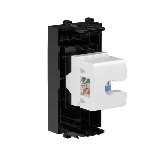 Компьютерная розетка RJ-45 без шторки модульная, кат.5е, Avanti, черный квадрат, 1 модуль