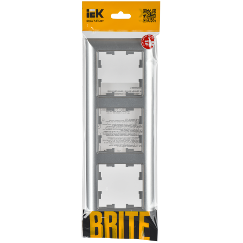 BRITE Рамка 3-местная РУ-3-Бр алюминий/алюминий IEK BRITE Рамка 3-местная РУ-3-Бр алюминий/алюминий IEK