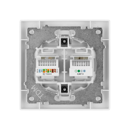 Розетка телефонная RJ11 + компьютерная RJ45 белая Розетка телефонная RJ11 + компьютерная RJ45 белая