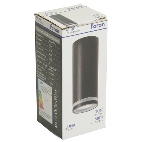 Светильник потолочный Feron ML100 Barrel LUNA MR11 GU10 35W 230V, черный Светильник потолочный Feron ML100 Barrel LUNA MR11 GU10 35W 230V, черный