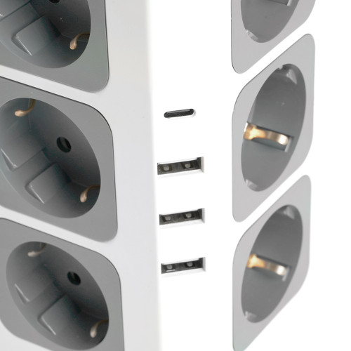 Удлинитель 12-местн с/з, 3x1мм2, 1.5 м,250В,16А, 3520Вт 3USB A + 1C 5V 3,4A, белый, серый серия Comfort HM10-61-01 Удлинитель 12-местн с/з, 3x1мм2, 1.5 м,250В,16А, 3520Вт 3USB A + 1C 5V 3,4A, белый, серый серия Comfort HM10-61-01